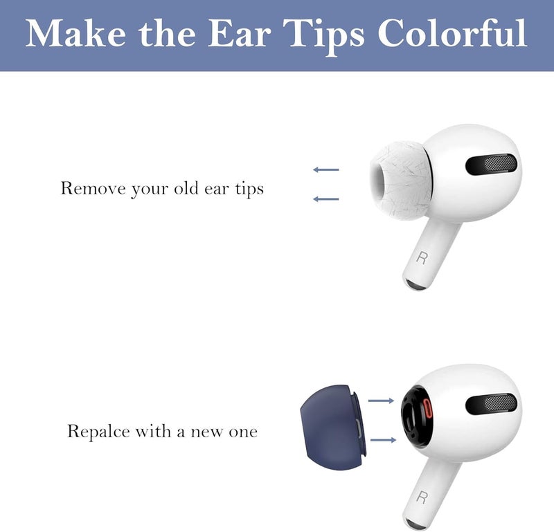 Vsagier 4 Pairs Replacement Ear Tips for AirPods Pro and AirPods Pro 2 with Noise Reduction Hole, Non-Slip Soft Silicone Ear Tips for AirPods Pro and Fit in The Charging Case(XS/S/M/L) - Image 3